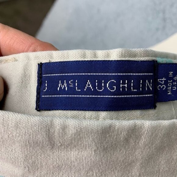J. Mclaughlin Womens Chinos Shorts White Turquoise Palm Tree Pocket High Rise 34 - Picture 8 of 9